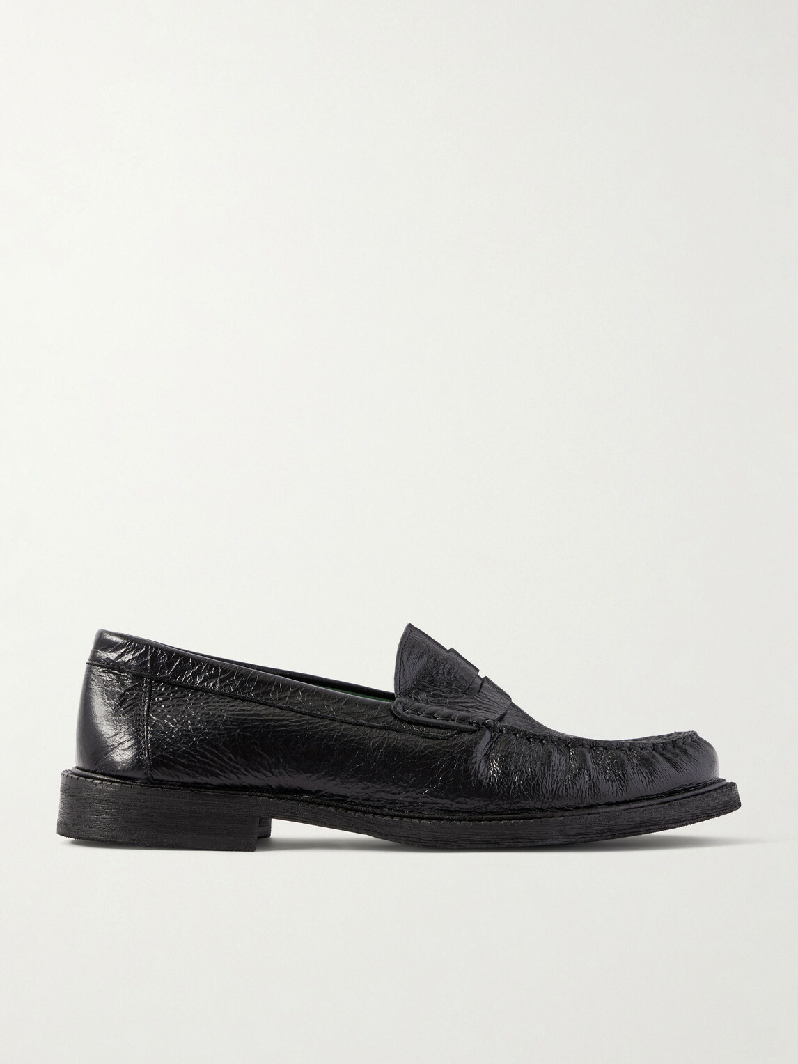 VINNY's - Yardee Tumbled Leather Loafers - Black