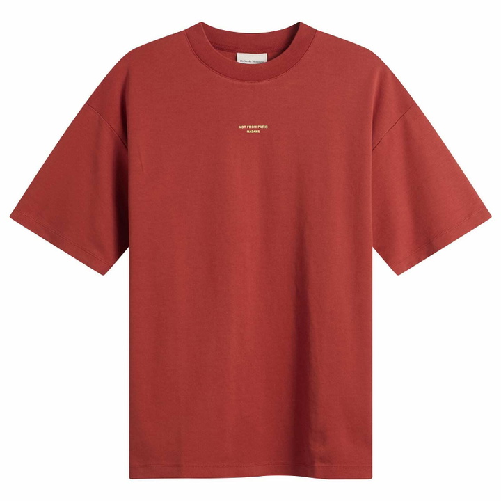 Photo: Drôle de Monsieur Men's The Classic Slogan T-Shirt in Dark Red