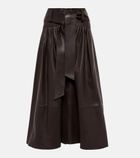 Vince - Belted leather midi skirt