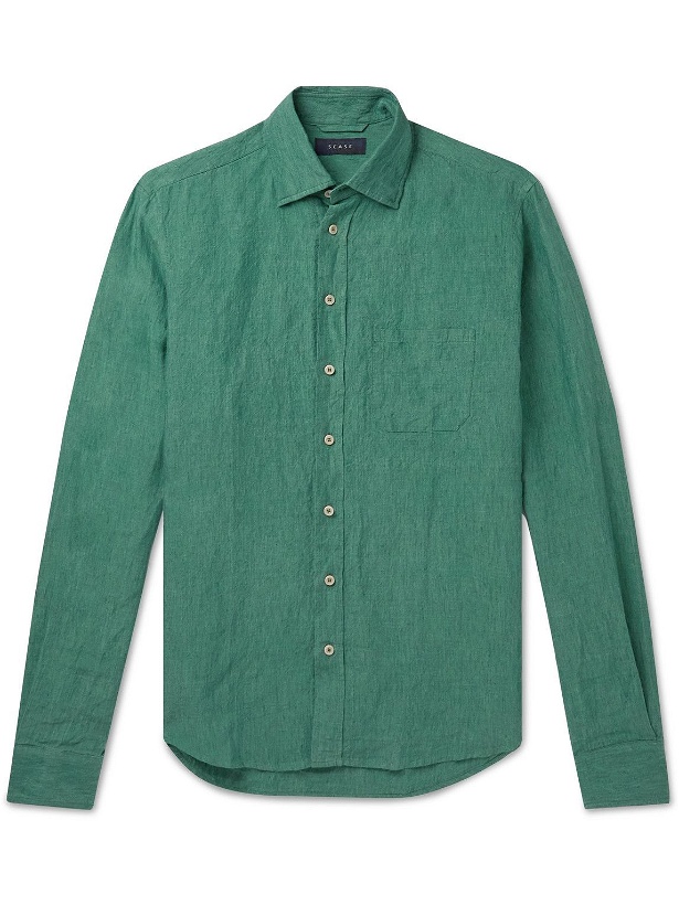 Photo: Sease - Button-Down Collar Linen Shirt - Green