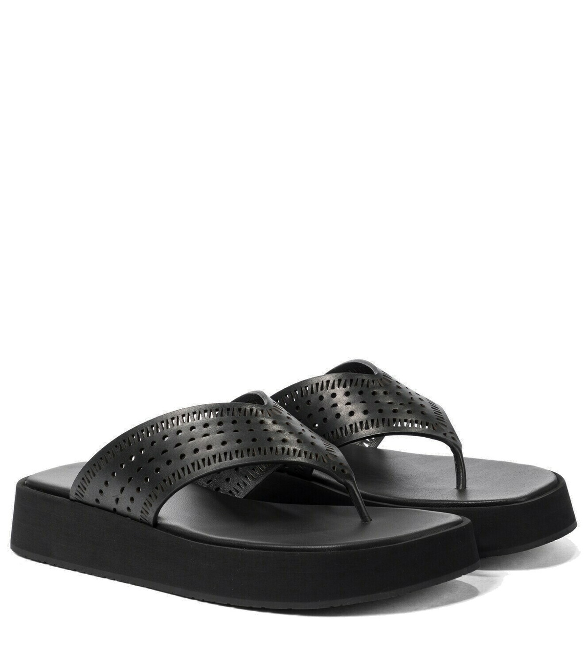 Alaïa Laser-cut leather thong sandals ALAÏA