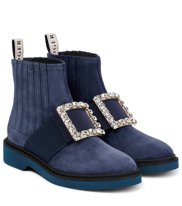 Photo: Roger Vivier Viv’ Rangers Strass suede Chelsea boots
