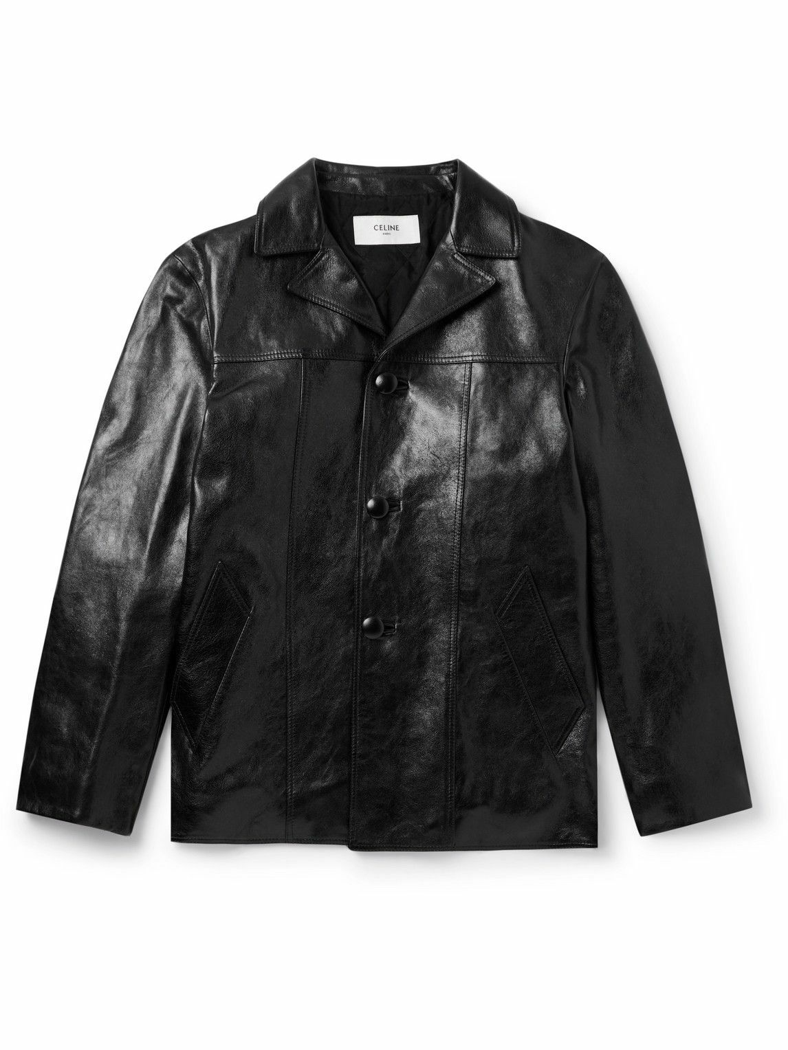 CELINE - Waxed-Leather Jacket - Black Celine