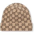 Gucci - Logo-Jacquard Wool Beanie - Brown