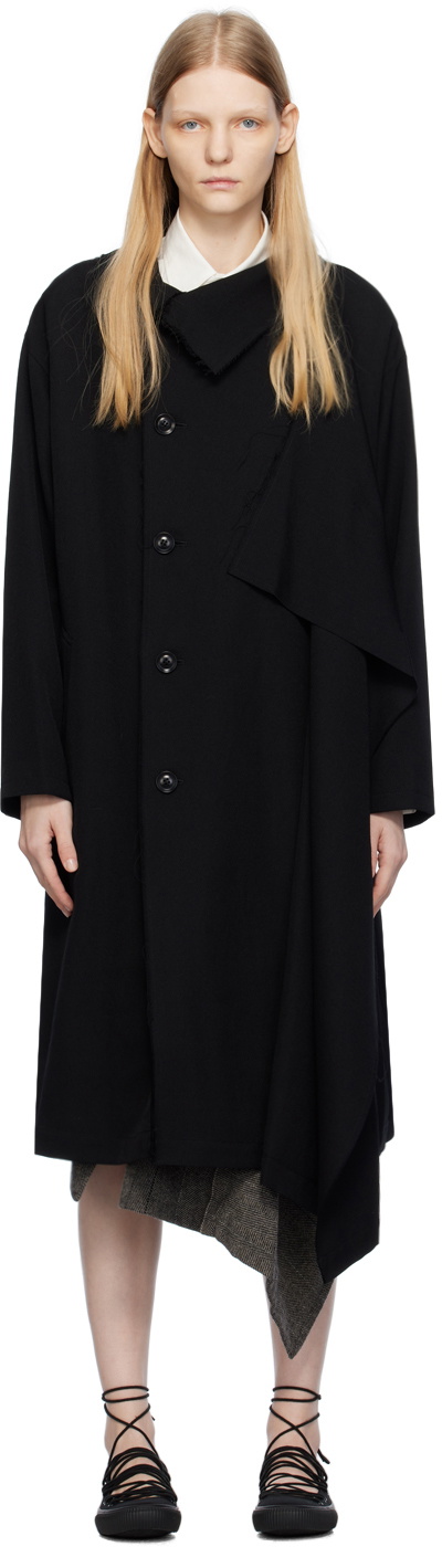 Y's Black Left Flap Coat