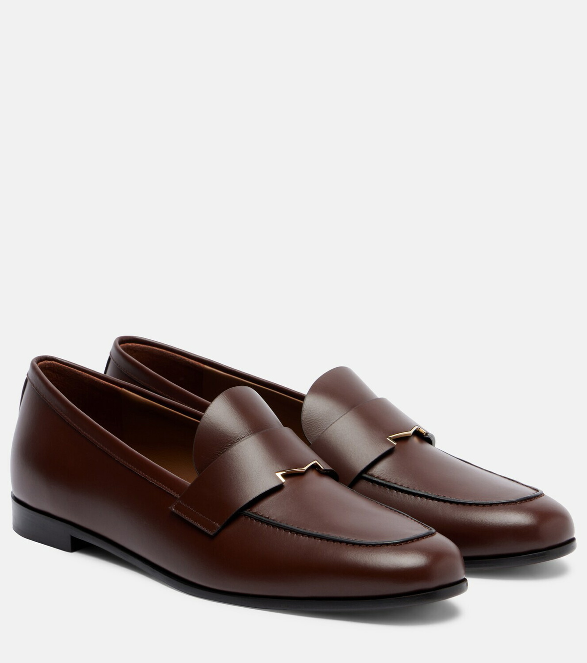 Max Mara Embellished leather penny loafers