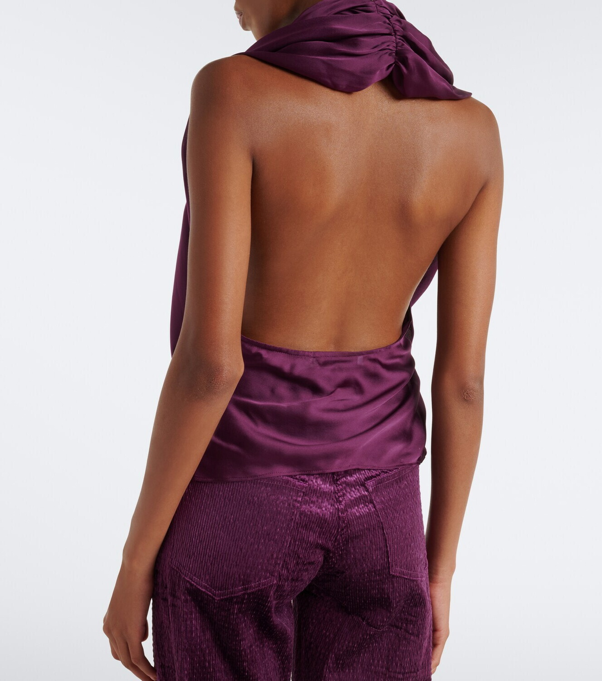 Christopher Esber Cesura lace-trimmed halterneck silk top