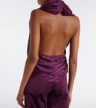 Christopher Esber Cesura lace-trimmed halterneck silk top