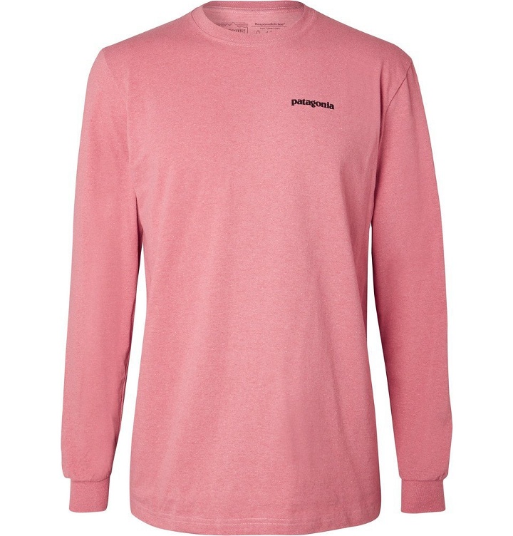 Photo: Patagonia - P-6 Responsibili-Tee Printed Cotton-Blend Jersey T-Shirt - Pink
