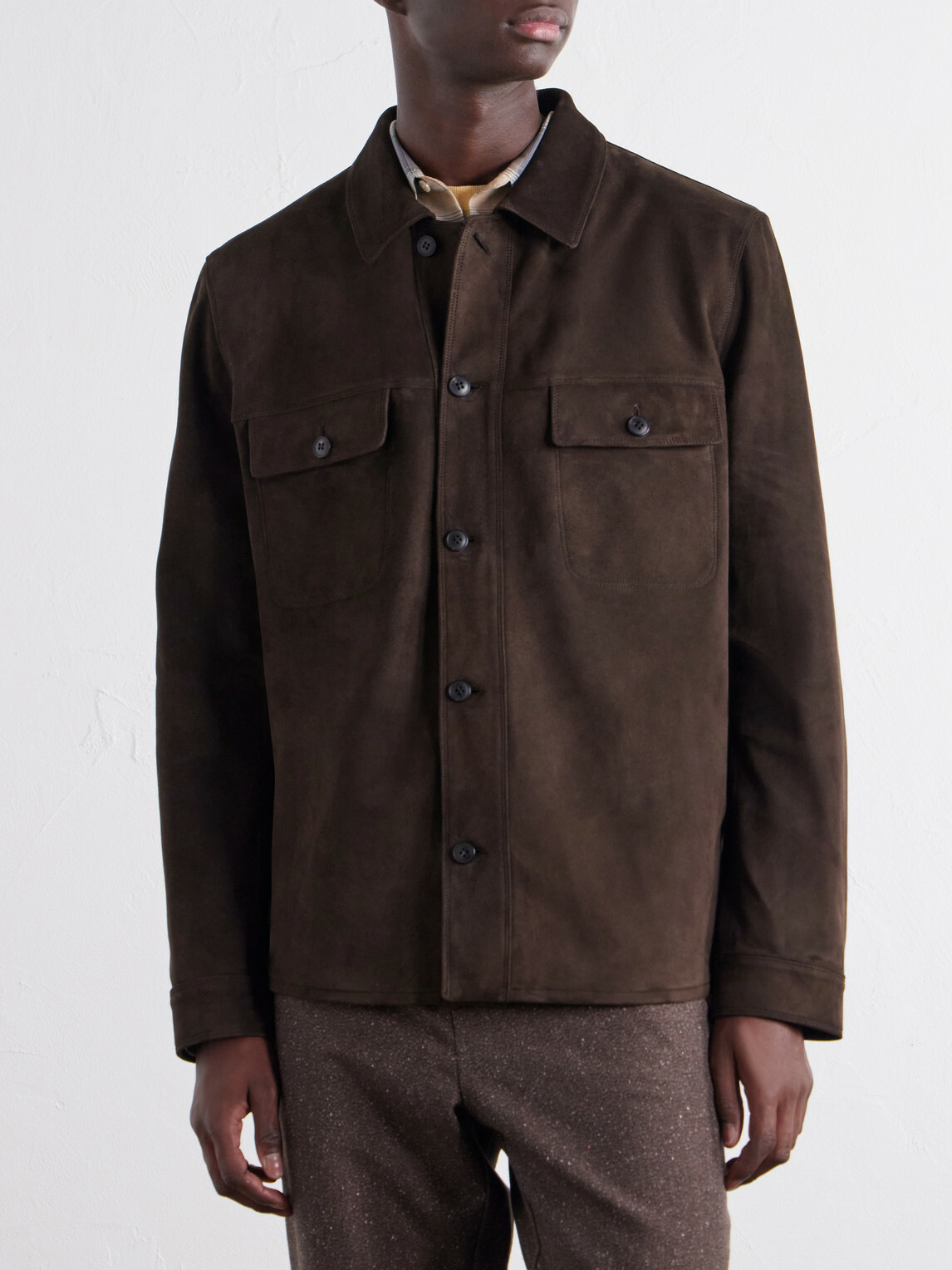 Sunspel - Suede Overshirt - Brown