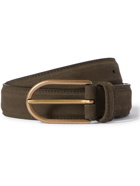 ANDERSON'S - 3cm Nubuck-Trimmed Leather Belt - Green