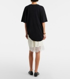 Staud Verano lace-trimmed silk satin Bermuda shorts