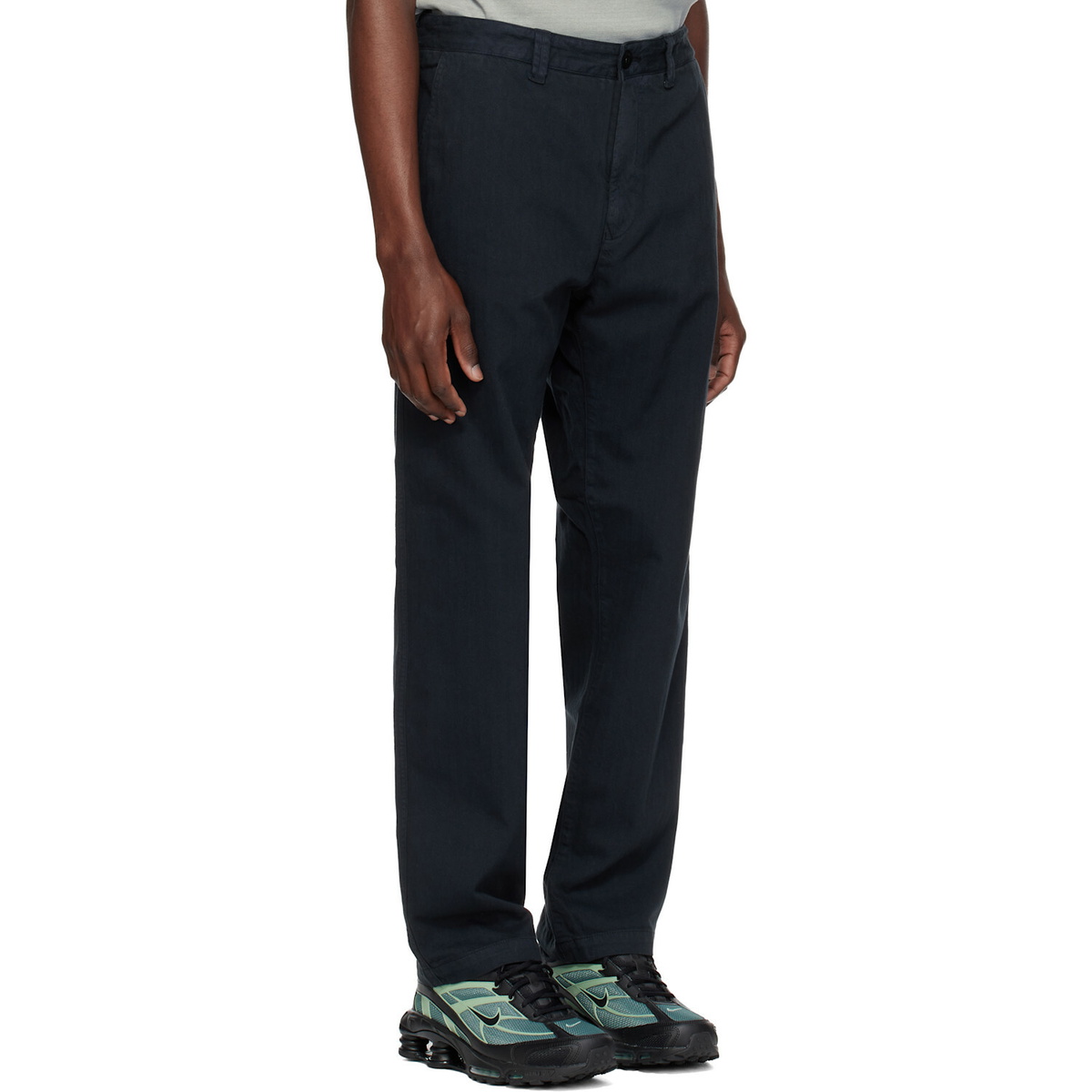 Stone Island Navy 3100052 Cotton Herringbone Trousers