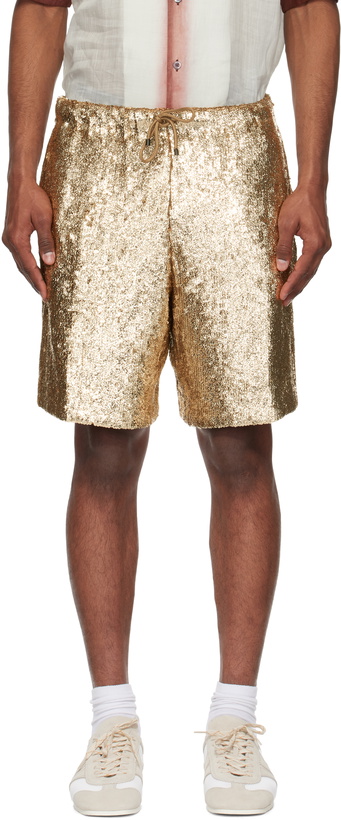 Photo: Dries Van Noten Gold Sequinned Shorts