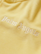 Palm Angels - Logo-Embroidered Striped Cotton-Blend Chenille Zip-Up Hoodie - Yellow