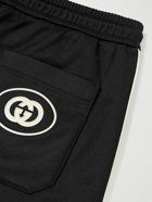 GUCCI - Straight-Leg Webbing-Trimmed Tech-Jersey Drawstring Shorts - Black