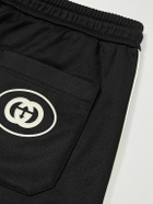 GUCCI - Straight-Leg Webbing-Trimmed Tech-Jersey Drawstring Shorts - Black
