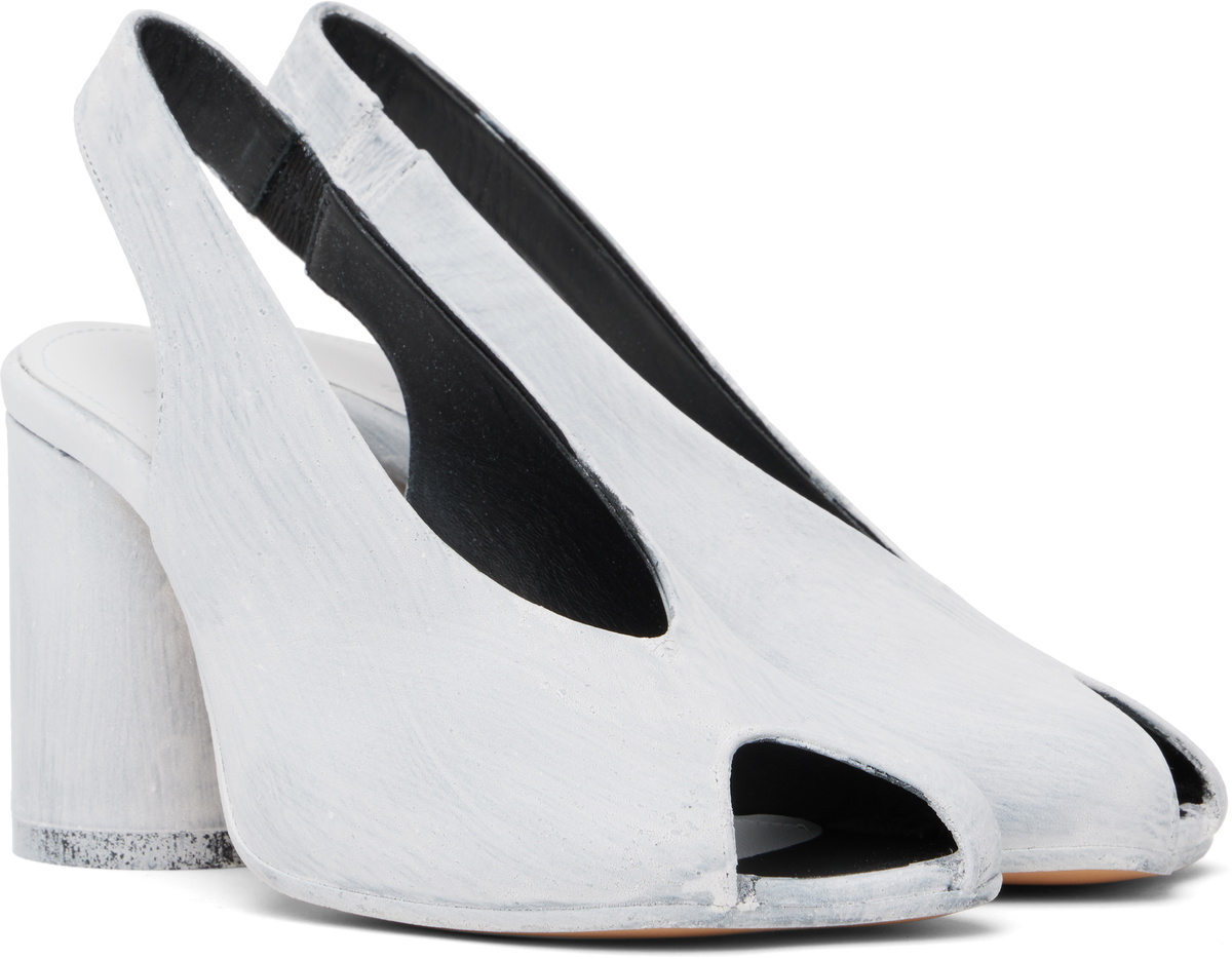 MM6 Maison Margiela White Painted Anatomic Heeled Sandals MM6