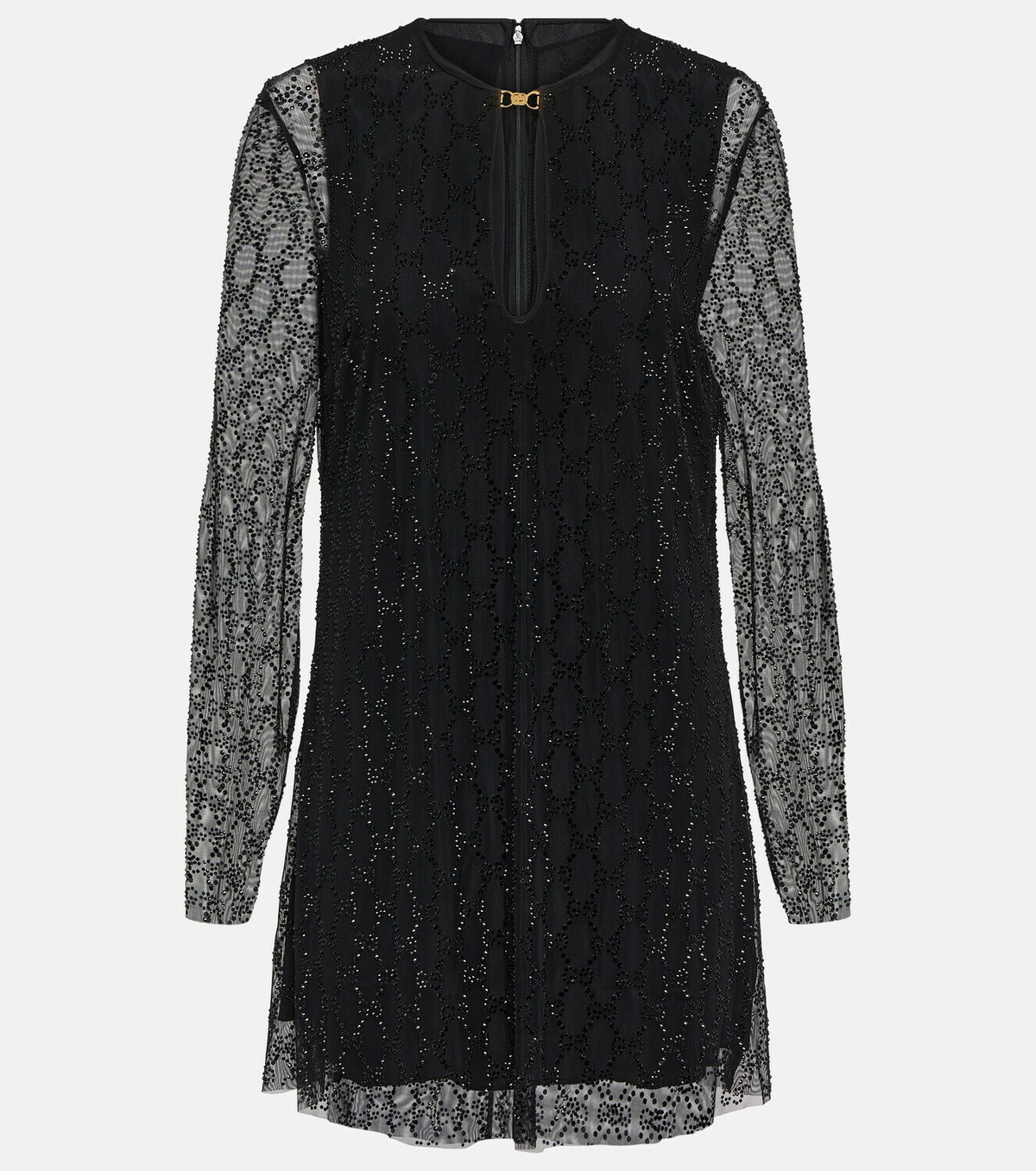 24AW new/GUCCI ラメミディドレス MidiDress Black Gucci Crystal GG tulle minidress Gucci