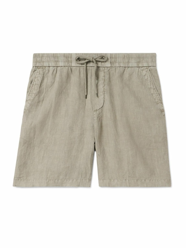 Photo: James Perse - Straight-Leg Garment-Dyed Linen Drawstring Shorts - Brown