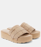 Gianvito Rossi Fringed suede platform slides