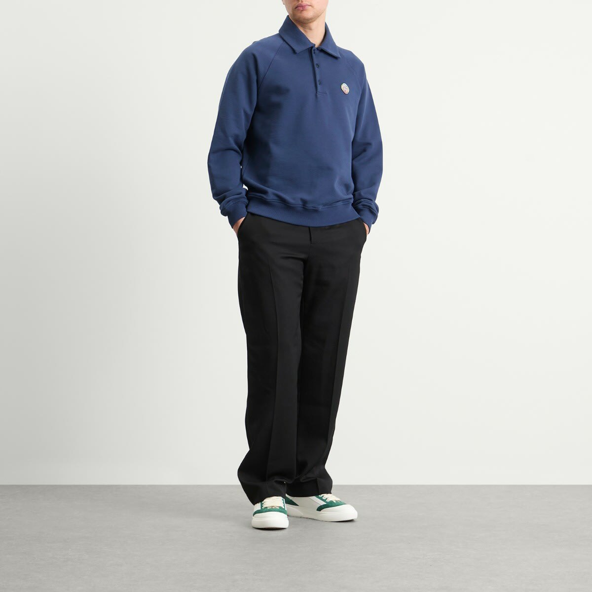 Casablanca Men's Navy Loopback Collar Sweatshirt in Dress Blue