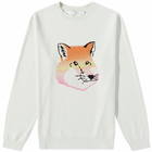 Maison Kitsuné Men's Vibrant Fox Head Intarsia Comfort Pullover in Blue Haze