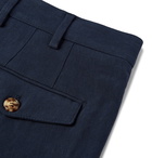 Brunello Cucinelli - Tapered Pleated Linen Shorts - Blue