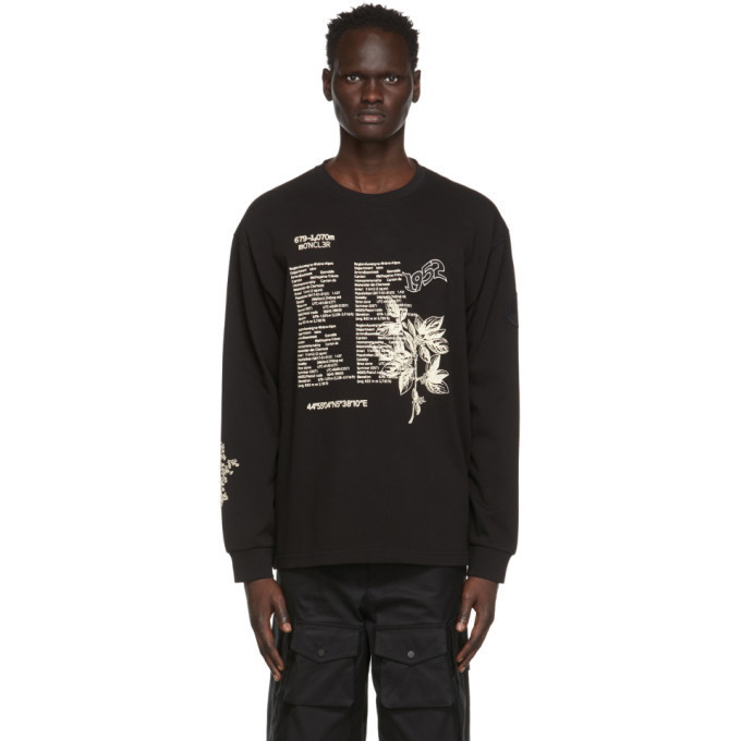 Photo: Moncler Genius 2 Moncler 1952 Black Logo Long Sleeve T-Shirt