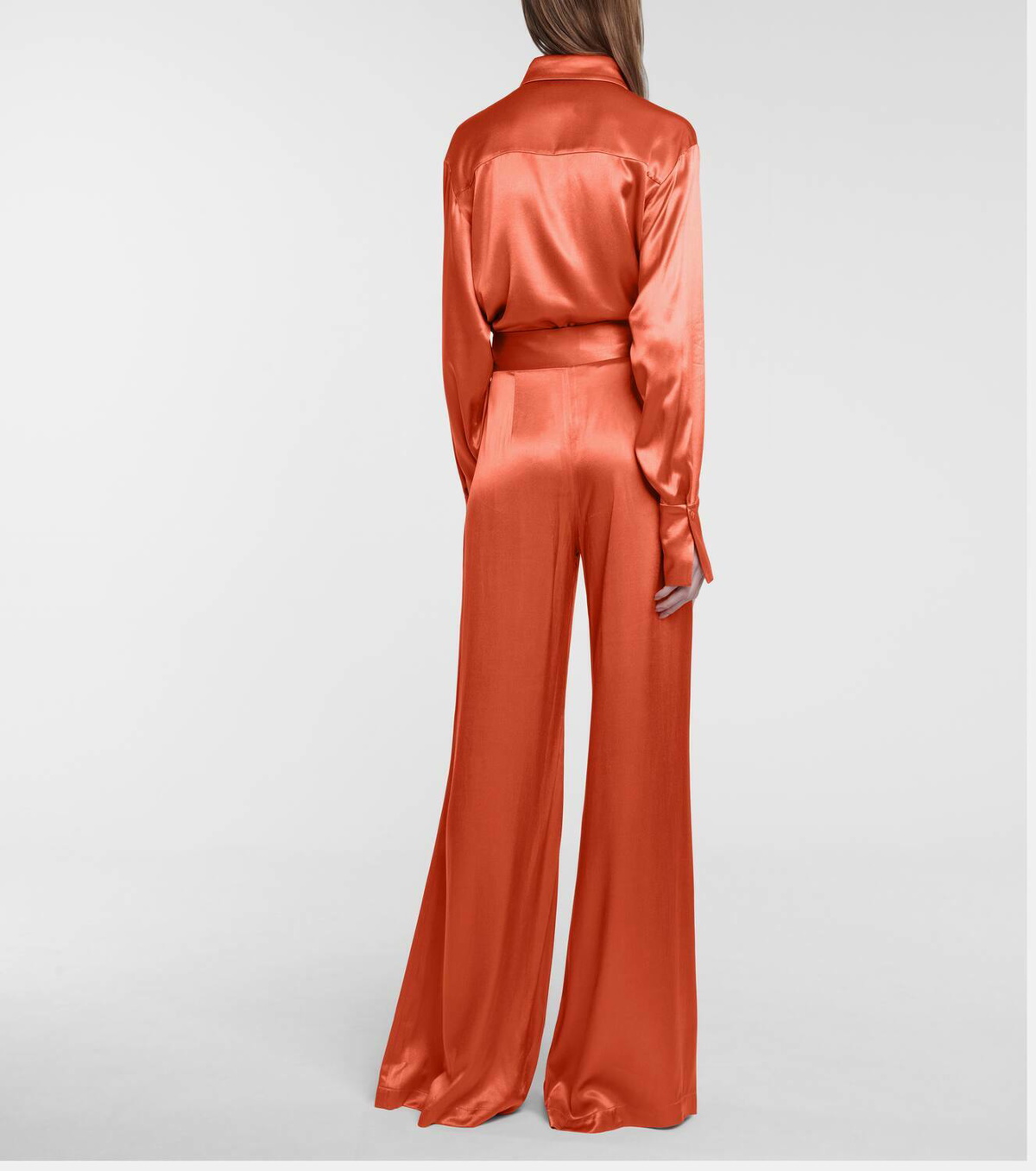 Galvan Lido high-rise wide-leg satin pants