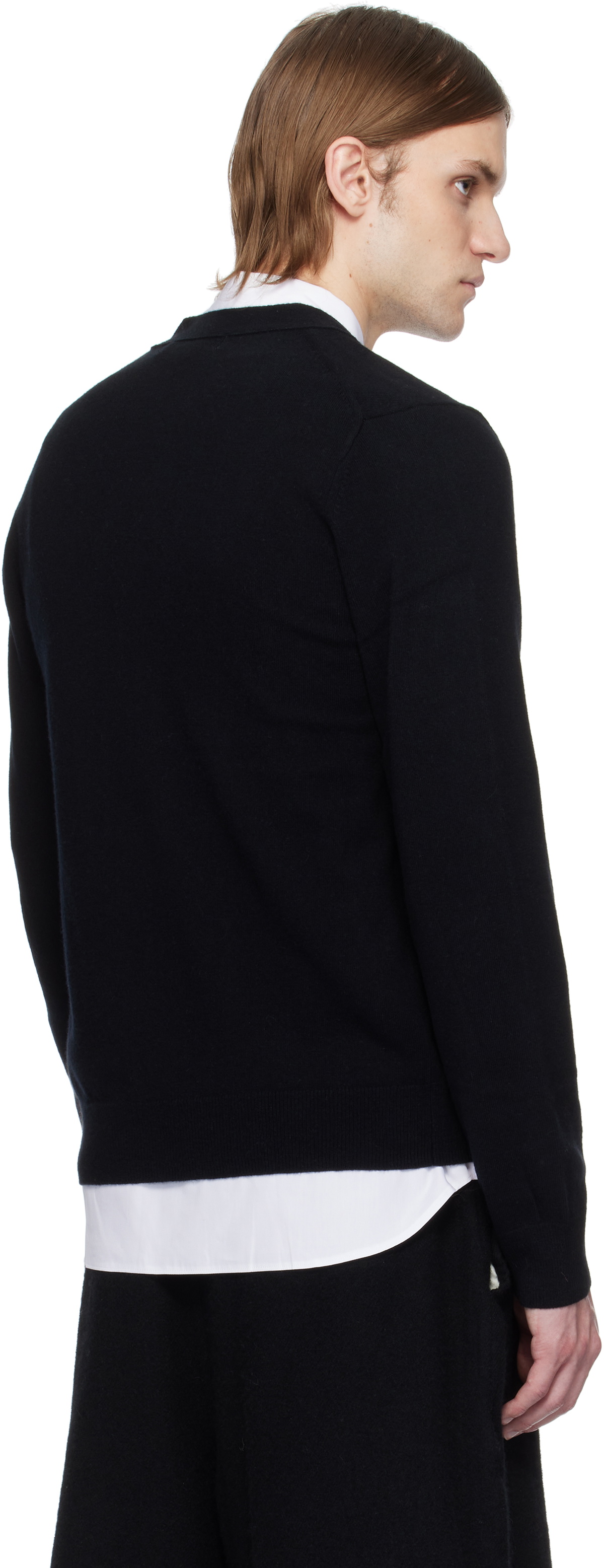 Comme des Garçons Shirt Black Crew Neck Cardigan