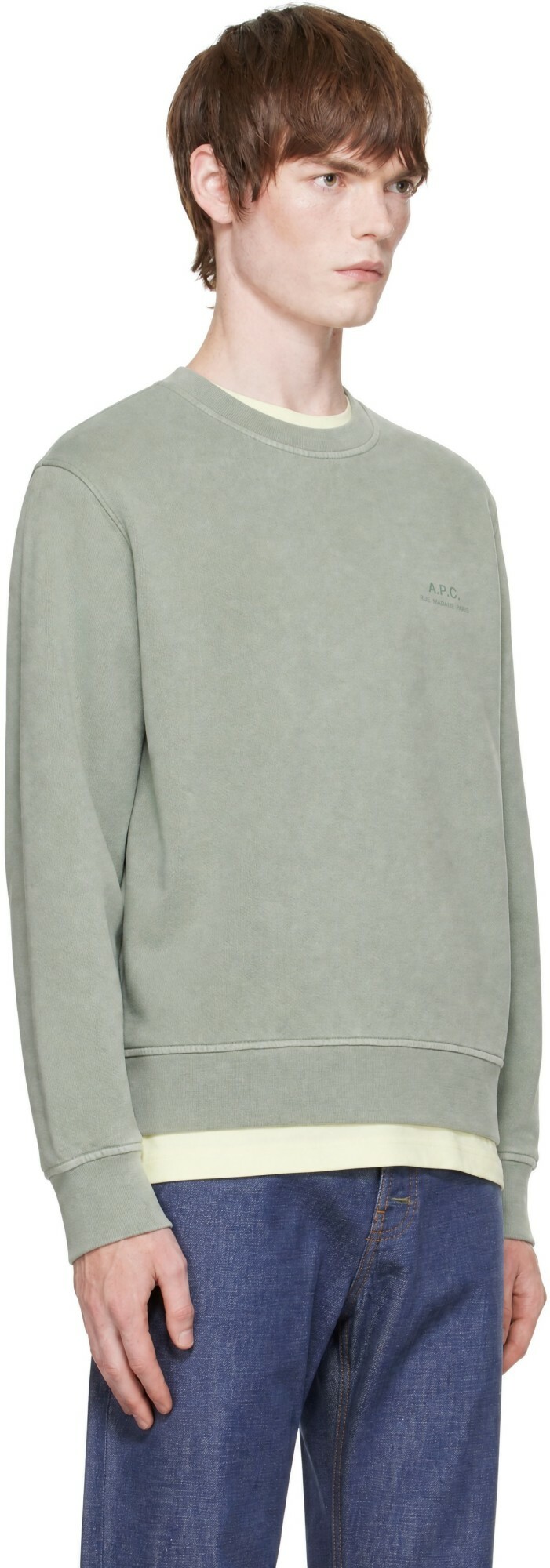 A.P.C. Green Loose-Fit Logo Sweatshirt