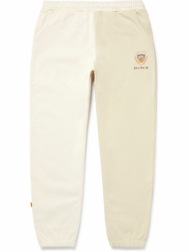 Photo: DIME - Split Crest Logo-Embroidered Two-Tone Cotton-Jersey Sweatpants - Neutrals