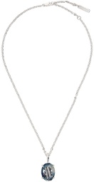 SWEETLIMEJUICE Silver Oval Denim Necklace