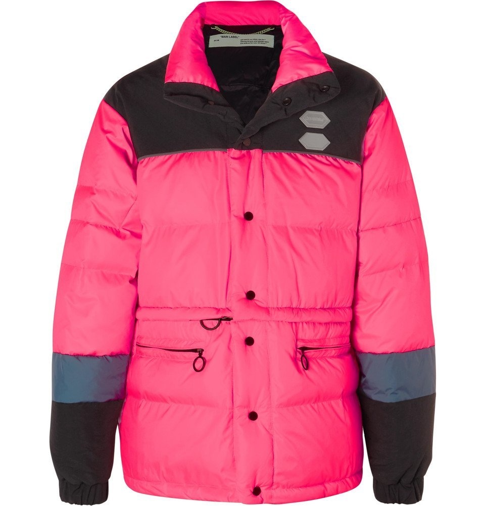 Off-White - Colour-Block Quilted Shell Down Jacket - Men - Pink Off-White