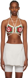 Kijun Off-White Flower Bra