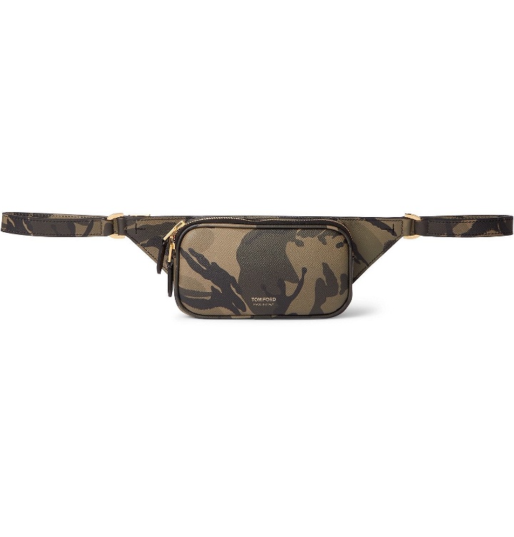 Photo: TOM FORD - Camouflage-Print Pebble-Grain Leather Belt Bag - Gray