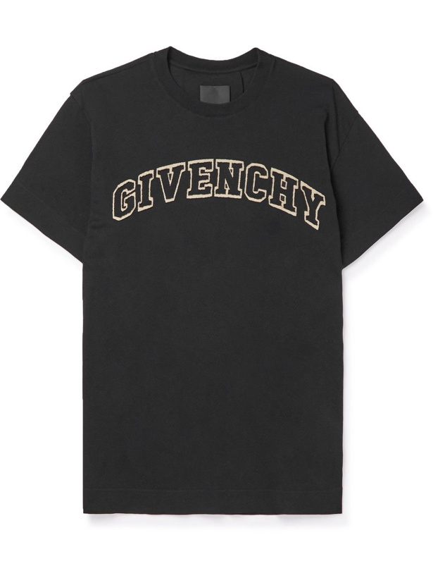 Photo: Givenchy - Oversized Logo-Appliquéd Cotton-Jersey T-Shirt - Black