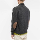 Jamieson's of Shetland Men's Elbow Patch Shawl Collar Cardigan in Charcoal