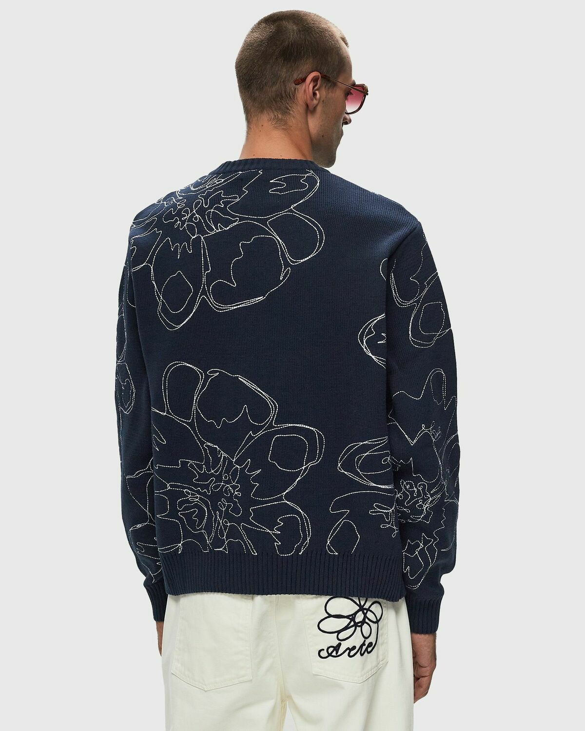 Arte Antwerp Flower Stitch Allover Knit Blue Pullovers Arte Antwerp