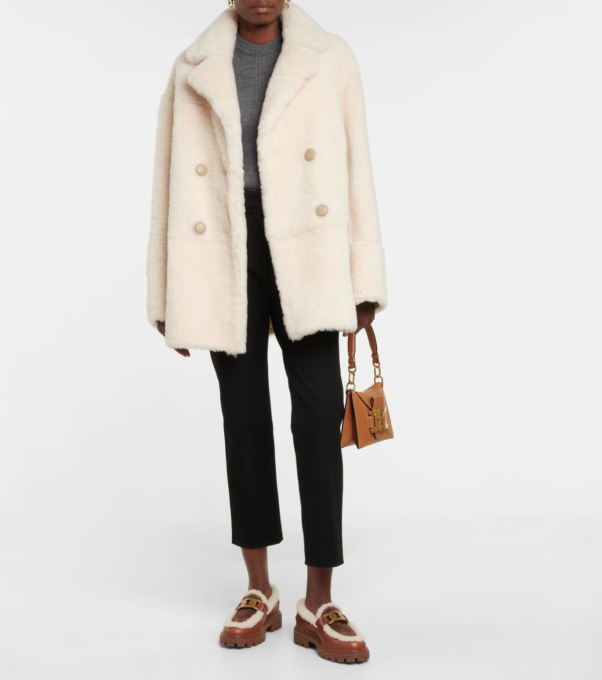 Tod's Kate leather and shearling loafers Tod's