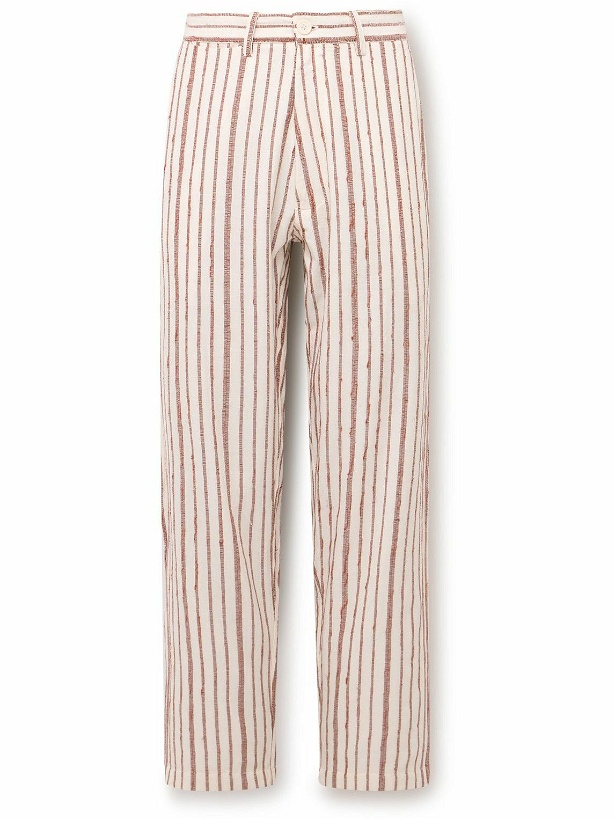 Photo: Kardo - Thomas Straight-Leg Embroidered Striped Cotton Suit Trousers - Neutrals