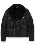 Belstaff - Fraser Slim-Fit Shearling-Lined Full-Grain Leather Jacket - Black