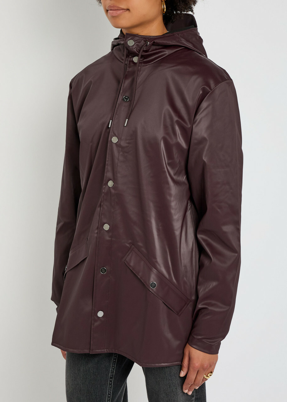 Rains W3 Hooded Rubberised Jacket Burgundy