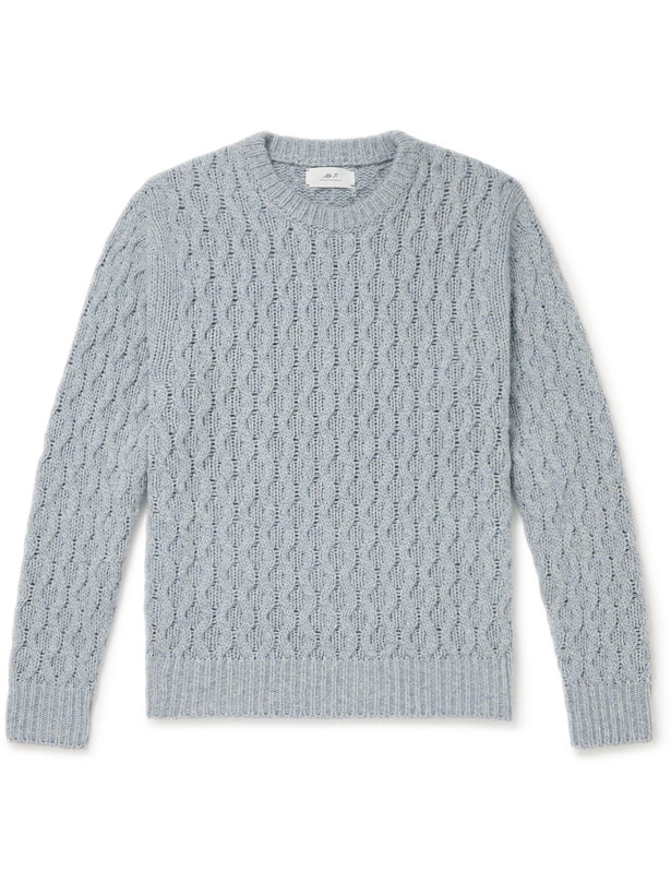 Photo: Mr P. - Cable-Knit Alpaca-Blend Sweater - Blue