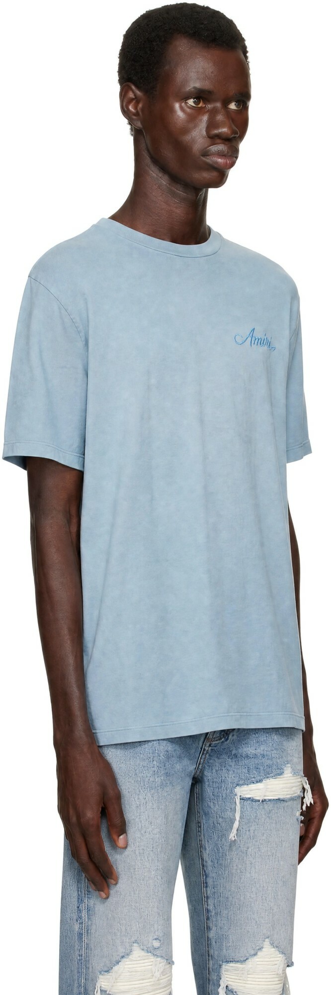 AMIRI Blue Bleach Bandana Patch T-shirt