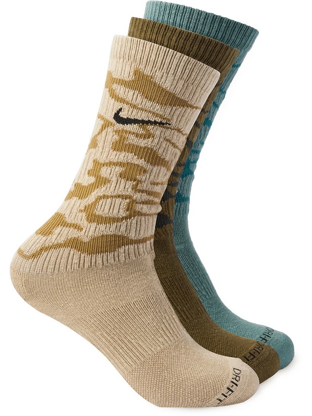 Photo: Nike Training - Three-Pack Everyday Plus Ribbed Dri-FIT Cotton-Blend Socks - Multi