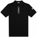 Moncler Men's Piquet Polo Shirt in Black