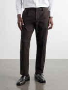 NN07 - Bill 1067 Tapered Pleated Brushed Twill Chinos - Brown