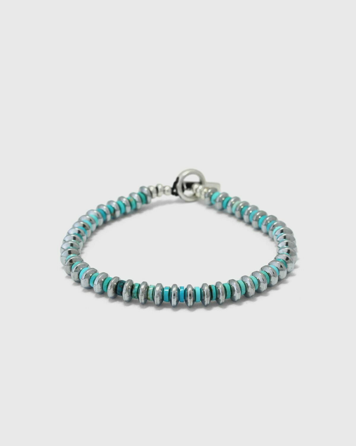 MIKIA Hematite roundel Blue Mens Bracelet